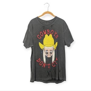 Oliver Tree Washed Black Cowboys Don't Cry Distressed Tee Size M/L